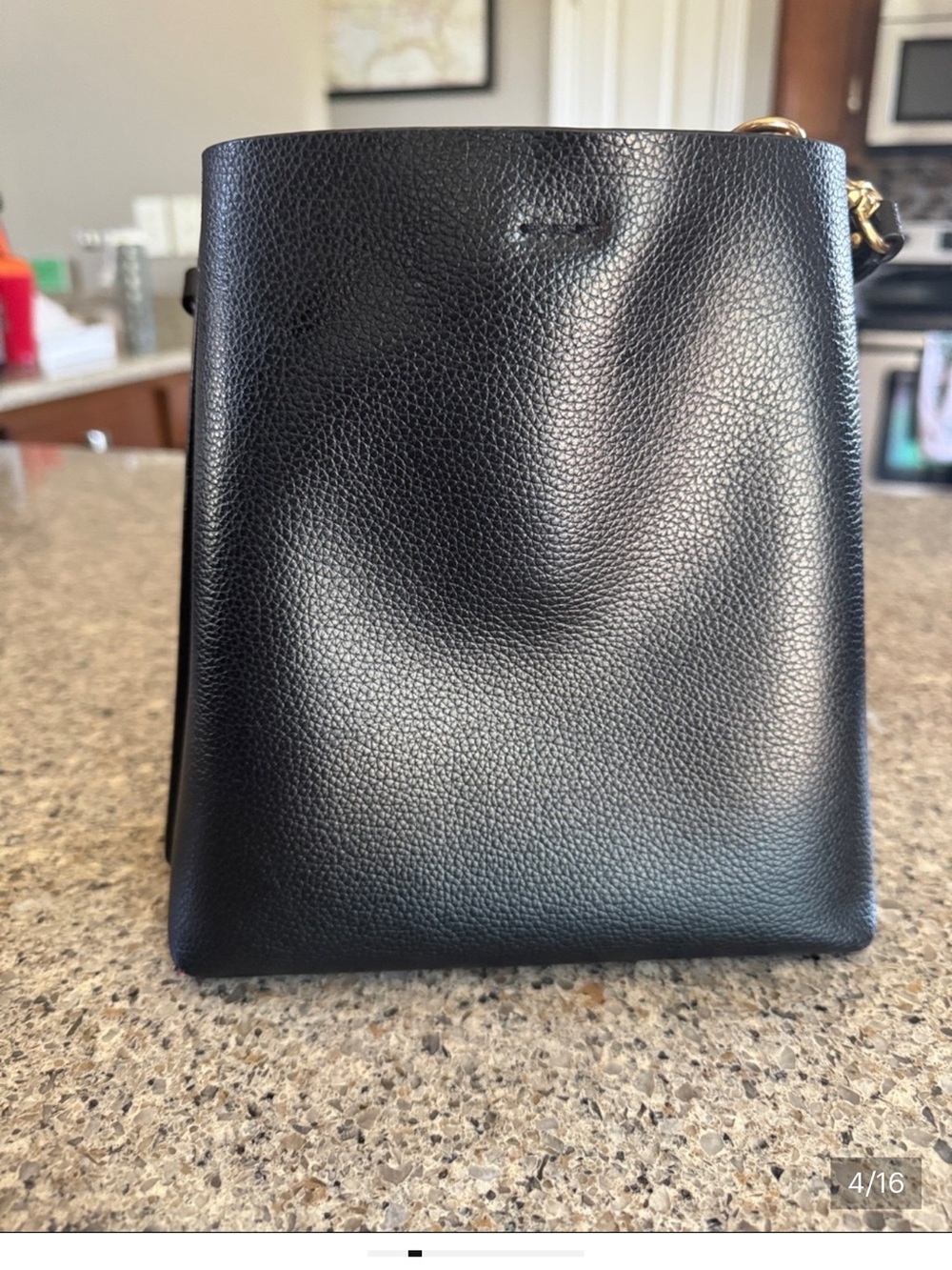 Coach Black Pebbled Leather Bucket Shoulder Bag with Gold Hardware - Picture 3 of 12